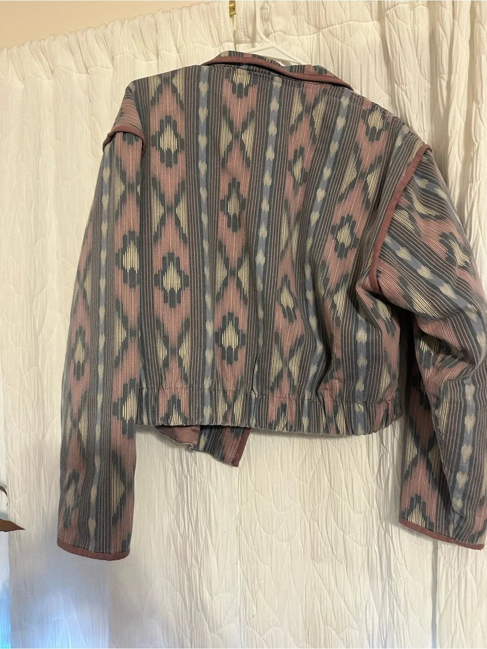 Blank NYC Pink and Blue Patterned Bomber Jacket